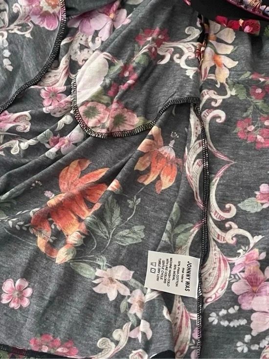 Johnny Was Floral Pocca Kimono Robe M NWT Pima Cotton Boho Duster No Belt - Picture 11 of 12